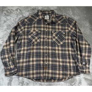 Dubinik Flannel Shirt Mens 2XL Customized Version Western Pearl Snap Plaid